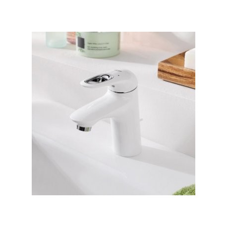 Смеситель для раковины GROHE Eurostyle new с донным клапаном, белая луна 33558LS3