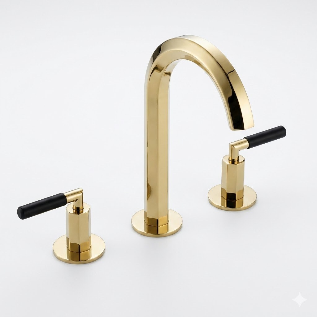 Смеситель для раковины на три отверстия LUSSO Palazzo Gold
