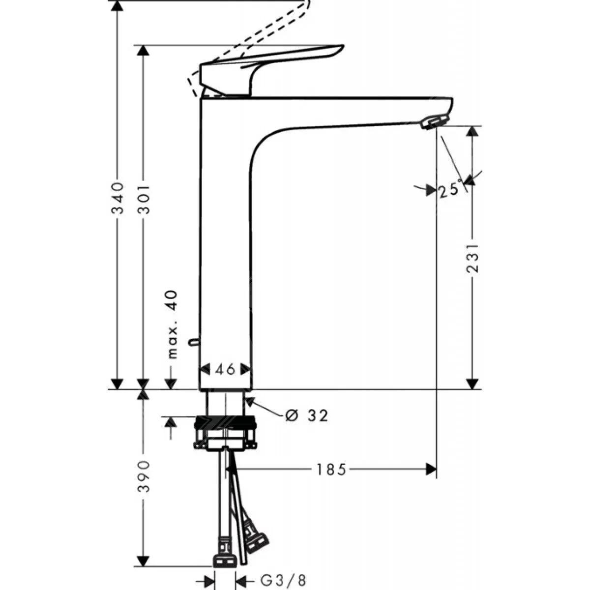 Смеситель для умывальника 230 Hansgrohe Logis E 71162000