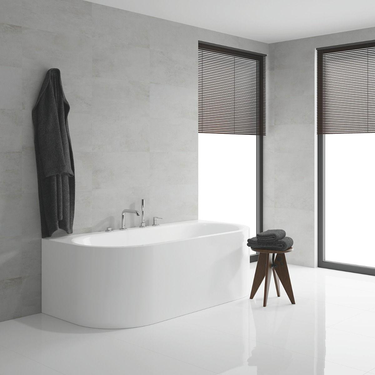Смеситель для ванны GROHE Essence+ на 4 отверстия с душевым гарнитуром и изливом (на бортик ванны), 19578001