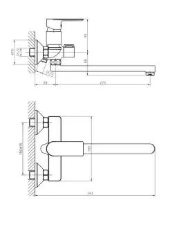 Смеситель для ванны HAIBA HB22505-8 хром-белый