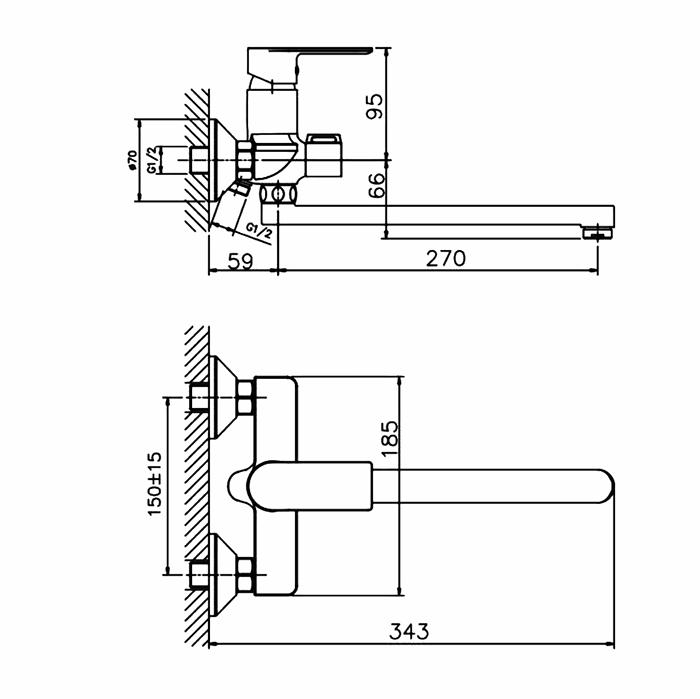 СМЕСИТЕЛЬ ДЛЯ ВАННЫ HAIBA HB505-3 HB 22505-3