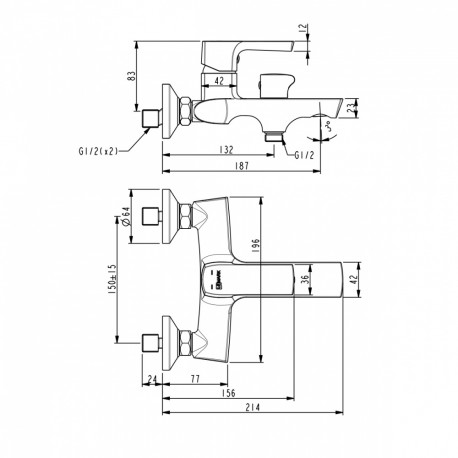 Смеситель для ванны LEMARK LM 7214 BL URSUS (Чехия)