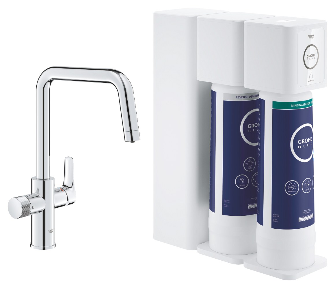 Смеситель для кухни, c фильтром и технологией обратный осмос, хром Grohe Blue Pure Eurosmart 3058700