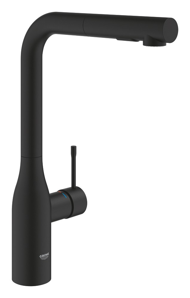 Смеситель для кухни, выдвижной излив, черный Grohe Essence 30504KF0