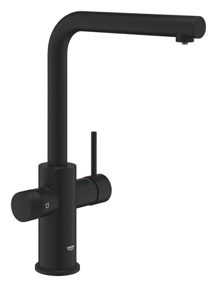 Смеситель для кухни, выдвижной излив, фантомный черный Grohe Blue Pure Minta 30590KF0