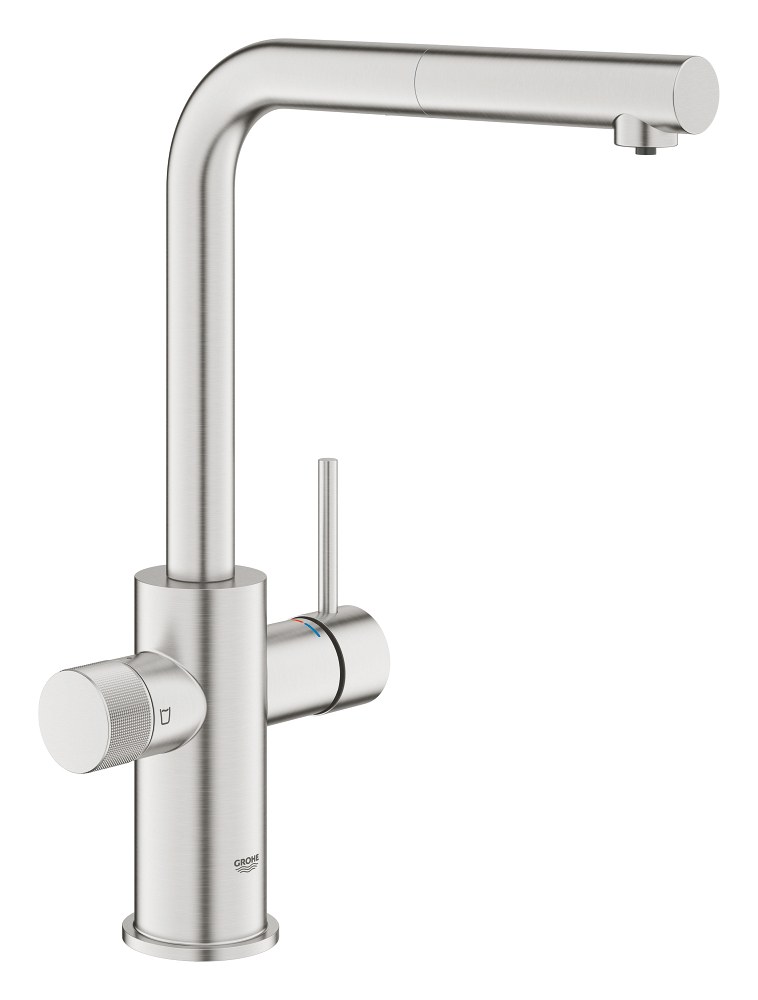Смеситель для кухни, выдвижной излив, суперсталь Grohe Blue Pure Minta 30590DC0