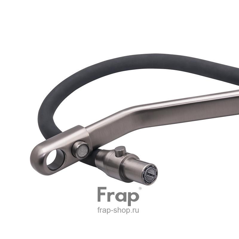 Смеситель Frap под фильтр F 4374-15 с гибким изливом оружейная сталь