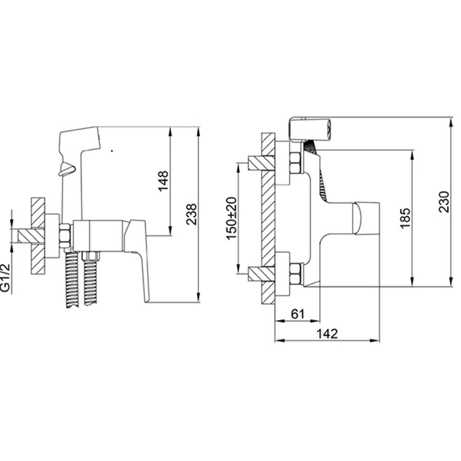 Смеситель Frap с гигиеническим душем F2071-6 Черный