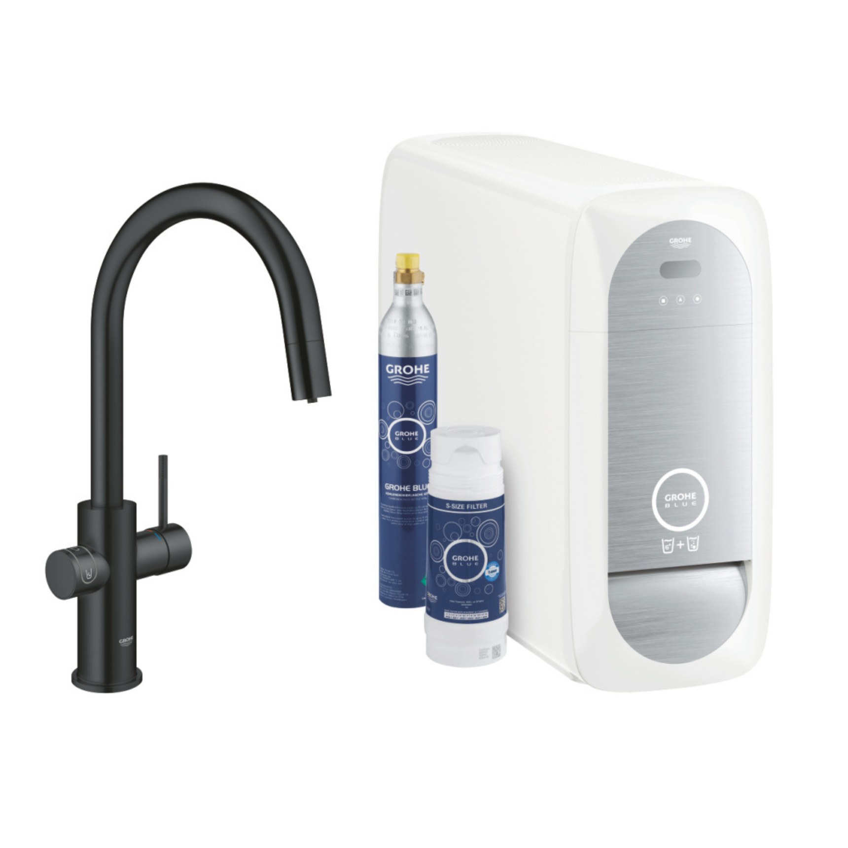 Смеситель Grohe Blue с системой фильтрации,охлаждения, газирования,Wi-Fi, черный бархат 31541KS0