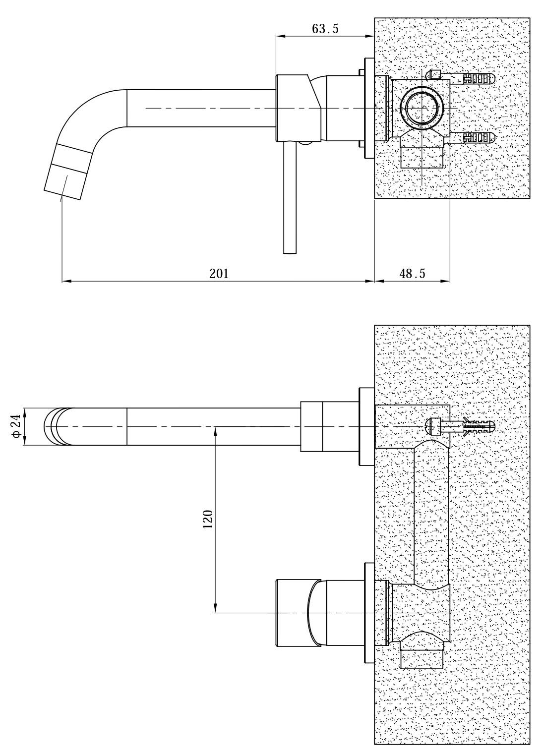 Смеситель для раковины, встраиваемый, на 2 отверстия, хром ESKO SM28CR
