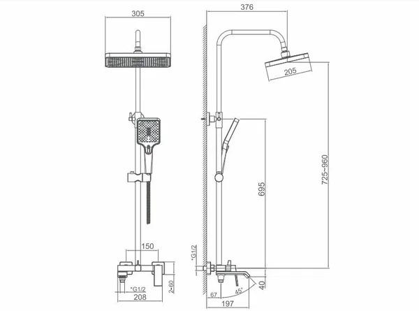 Стойка душевая со смесителем HAIBA HB24575-5 золото