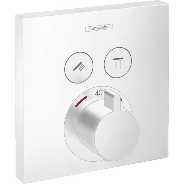 Термостат для душа, встраиваемый, для 2 потр., белый Hansgrohe ShowerSelect 15763700