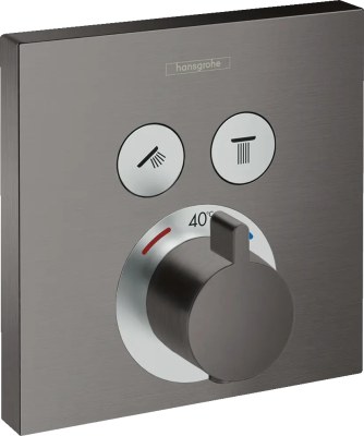 Термостат для душа, встраиваемый, для 2 потр., шлиф.черный хром Hansgrohe ShowerSelect 15763340