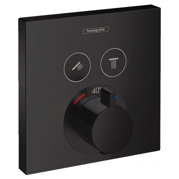 Термостат для душа, встраиваемый, для 2 потребителей, черный Hansgrohe ShowerSelect 15763670