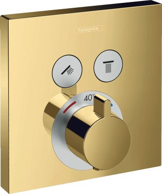 Термостат для душа, встраиваемый, для 2 потребителей, золото Hansgrohe ShowerSelect 15763990