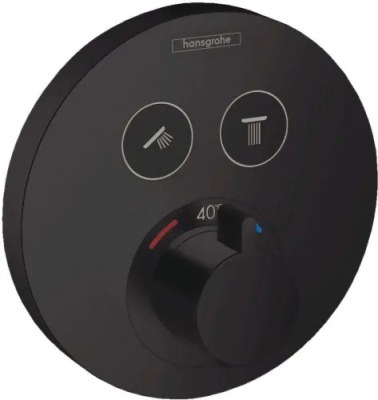 Термостат для душа, встраиваемый, на 2 потребителя, черный Hansgrohe ShowerSelect 15743670