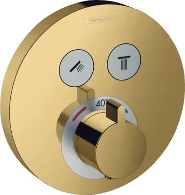 Термостат для душа, встраиваемый, на 2 потребителя, золото Hansgrohe ShowerSelect 15743990