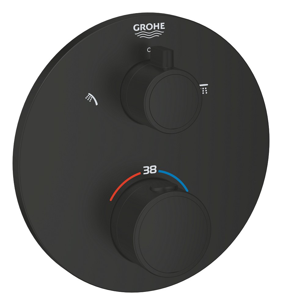 Термостат для душа, внешняя часть, на 2 положения, черный Grohe Grohtherm 1022082430