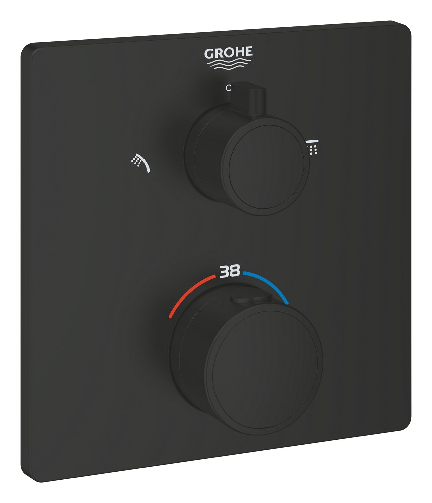 Термостат для душа, внешняя часть, на 2 положения, черный Grohe Grohtherm 1022092430