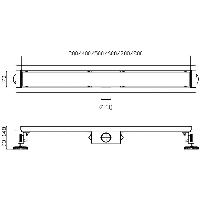 Трап сливной HAIBA HB 94700 70х700 сатин