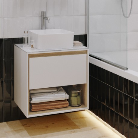 Тумба под умывальник со столешницей Cersanit Louna SP-SZ-LOU60-BL/Wh