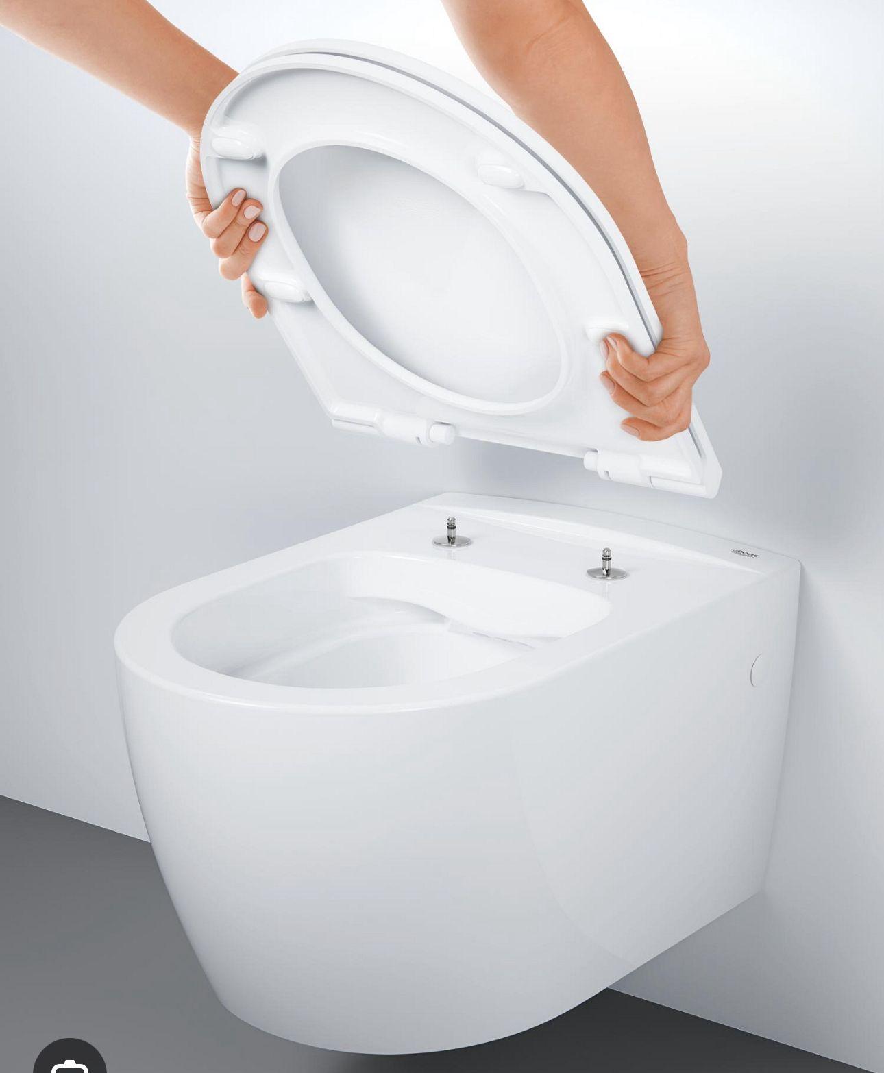 Унитаз подвесной, безободковый, с сиденьем, с крепежами, белый Grohe Bau Ceramic 103860SH00