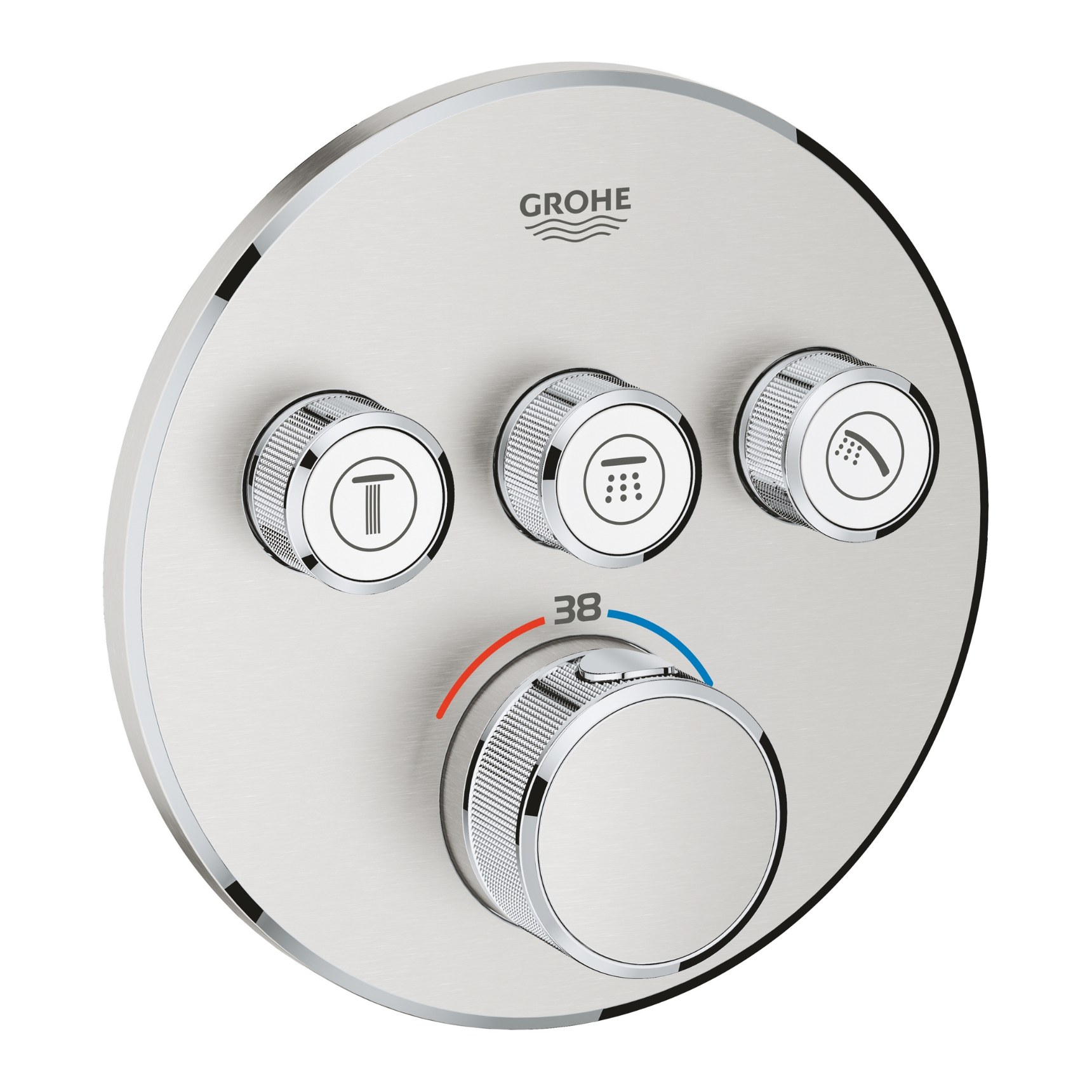 Внешняя часть смесителя GROHE Grohtherm SmartControl на 3 выхода, суперсталь 29121DC0