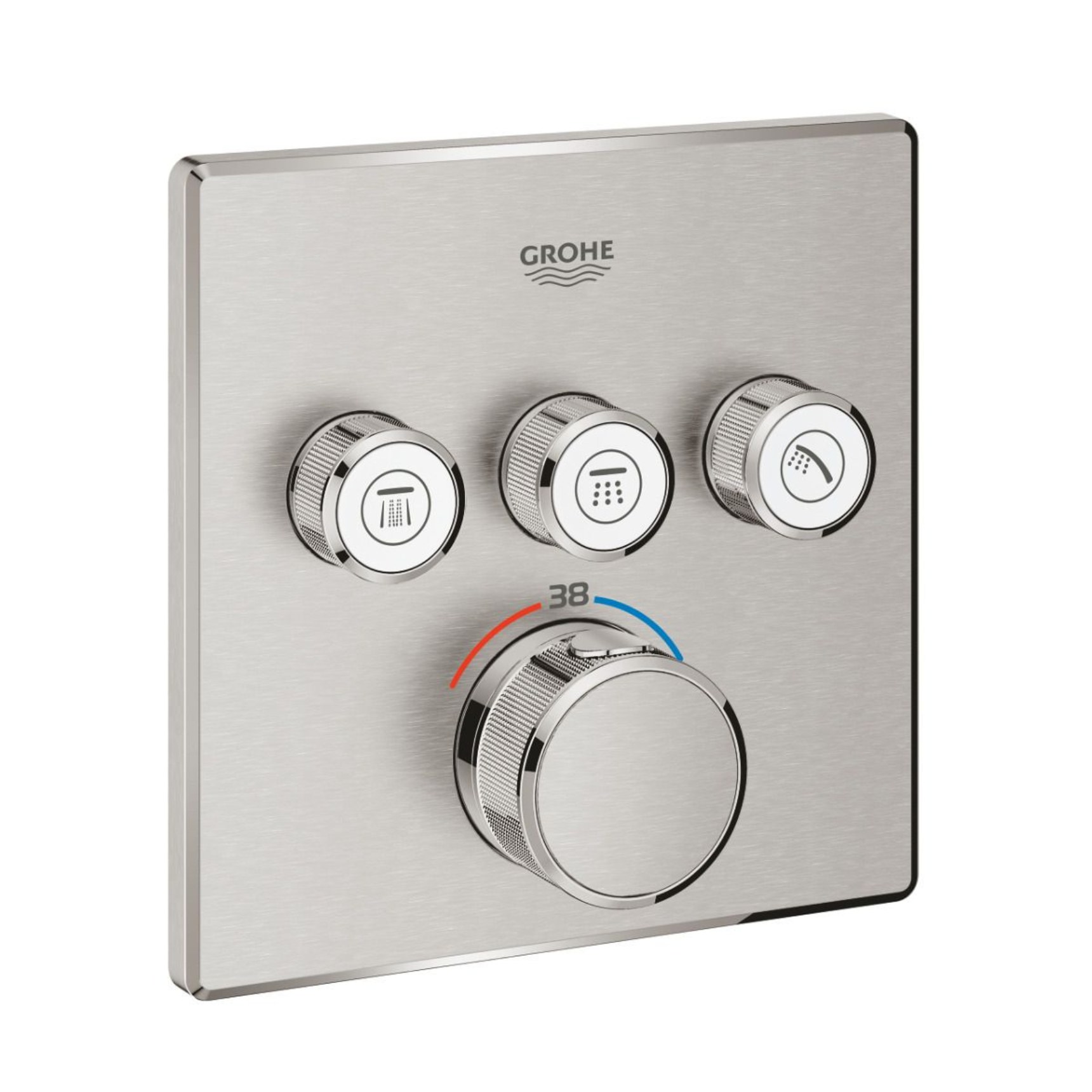 Внешняя часть смесителя GROHE Grohtherm SmartControl на 3 выхода, суперсталь 29126DC0