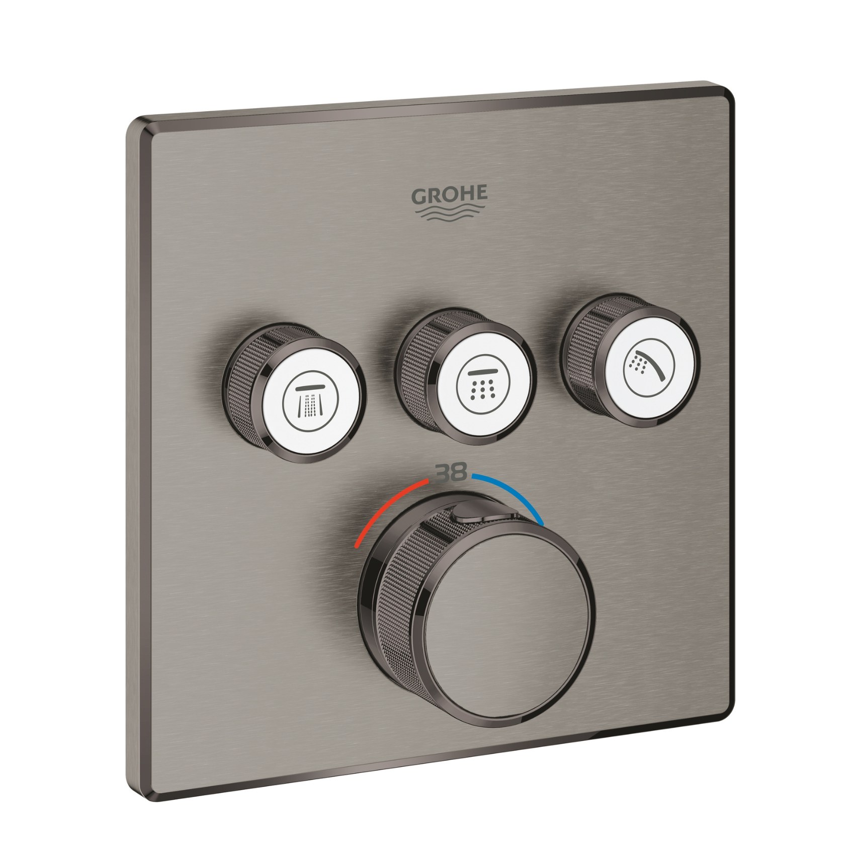 Внешняя часть смесителя на 3 выхода, GROHE Grohtherm SmartControl, темный графит матовый 29126AL0