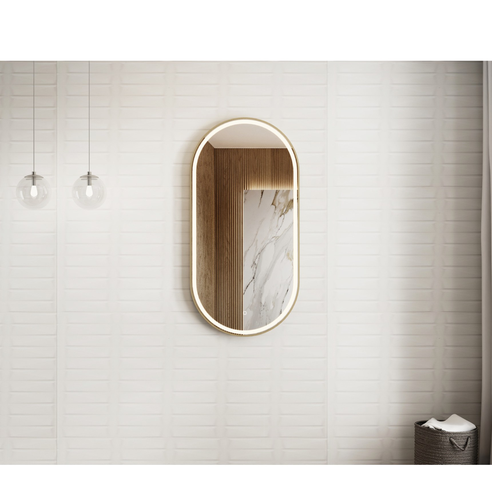 Зеркало Minotti Elegance Gold 600 1200 с подсветкой